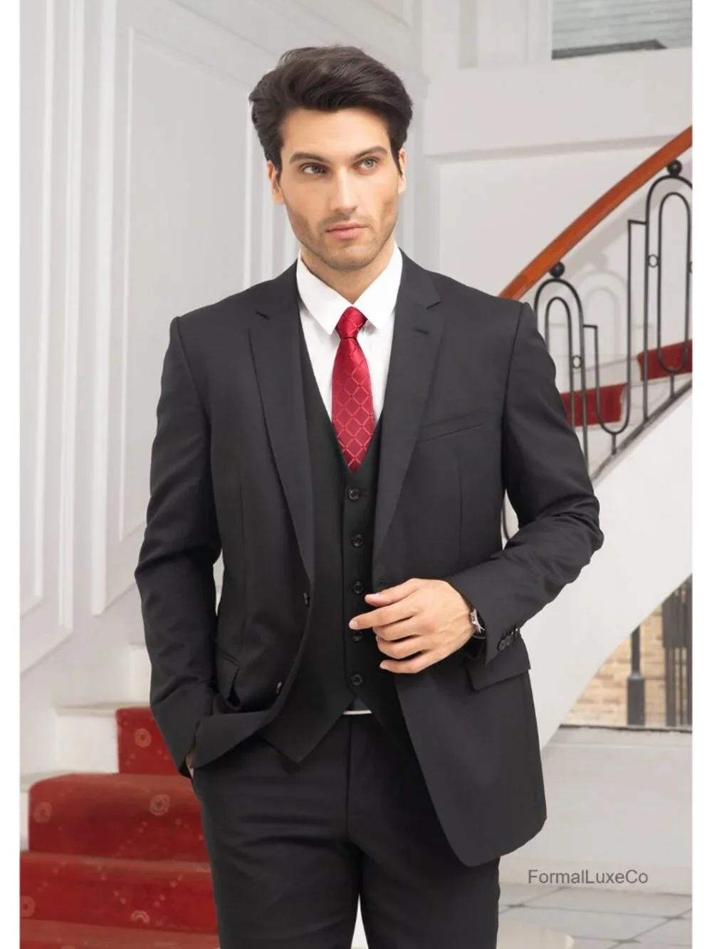 Men's Suit Vest Formal Business Waistcoat V-Neck 5-Button Adjustable Cotton